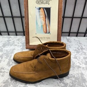 Geox Respira Nabuk 2535 Tan Leather Chukka Boots Mens 41 Italian Breathable